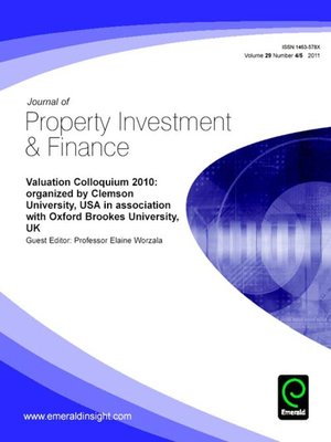 cover image of Journal of Property Investment & Finance, Volume 29, Issue 4 & 5